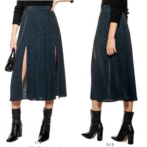 Topshop Teal Leopard Skirt
